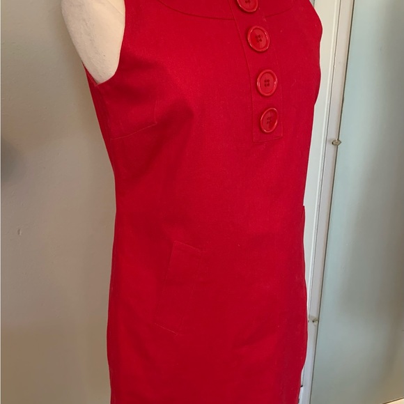 Women’s Red Linen Sheath Dress Size 8 Career Office Casual sleeveless Summer - Picture 7 of 9